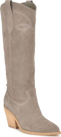 Nine West Smash Boots Womens Taupe Suede Cuban Heel Knee High Western LION130