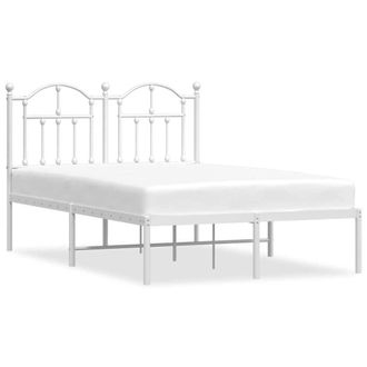Berkfield Home Metal Bed Frame with Headboard White 120x200 cm | Size: Small Double