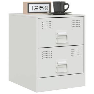 Berkfield Home Stylish Bedside Cabinets 2 pcs White 34.5x39x44 cm Steel