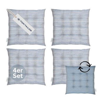 Tom Tailor Coj&iacute;n De Asiento Con Acolchado De 9 Capas Freshstripe4er - Set De 4 40x40 Cm, Marina