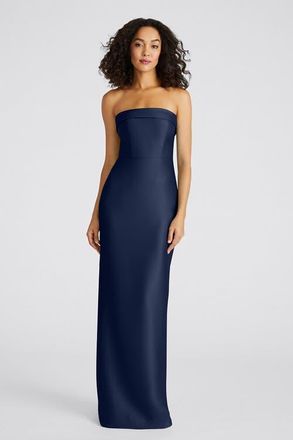 Theia Gaia Strapless Column Mikado Gown in Navy at Nordstrom, Size 16