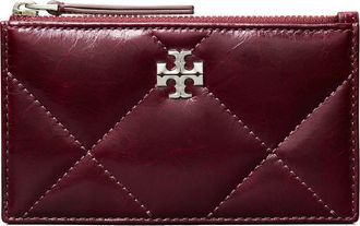 Tory Burch Small Kira Quilted Leather Card Case in Dark Carmine at Nordstrom