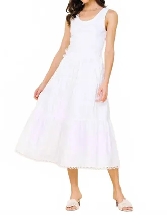 Skies Are Blue Clothing Knit Tank Poplin Skirt Dress In White