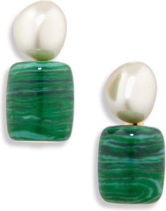 Lele Sadoughi Pebble Stud Earrings in Malachite at Nordstrom