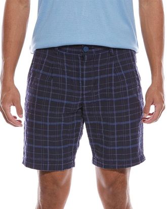 Tommy Bahama Midnight Check Single Pleat Linen-Blend Short