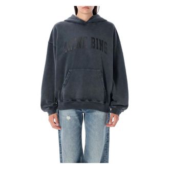 Anine Bing Oversized Gewassen Zwart Gebreide Hoodie - Dames - Hoodies - Zwart - M - Katoen - Hoodies & sweatvesten