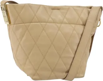 Givenchy Gv Bucket Quilted Leather Beige Leather Handbag (Pre-Owned)