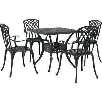 vidaXL Vidaxl Set De Bistro De Jard&iacute;n 5 Piezas De Aluminio Fundido Negro