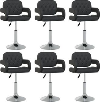 vidaXL Vidaxl - Sillas De Comedor Giratorias 6 Unidades Cuero Sint&eacute;tico Negro
