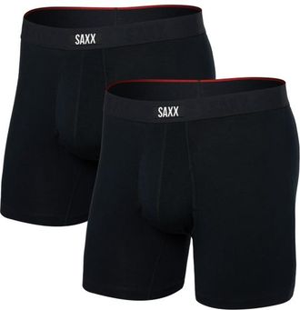 Saxx Vibe Xtra Boxer Brief Fly 2-Pack Kunstfaserunterwäsche für Herren | schwarz