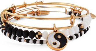 Alex and Ani Yin Yang Bangle Bracelet Set Of 3 in Gold at Nordstrom, Size Small