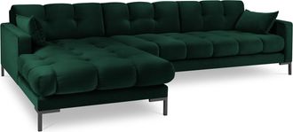 BLOOMINGLOFT Design-Ecksofa Mamaia Samt - Smaragdgrün