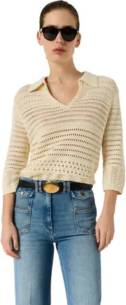 Gerard Darel Lalya 3/4 Sleeve V-Neck Knit Top in Ecru at Nordstrom, Size Large/x-Large