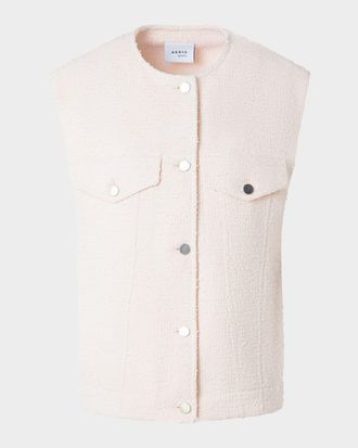 Akris Button-Down Boucle Tweed Gilet