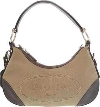 Prada Pre-owned Shoulder Bags, female, Brown, Size: ONE SIZE Pre-owned Vintage Canvas Shoulder Bag
