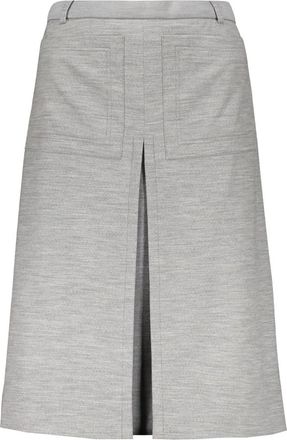 Burberry Contrast Stitching Midi Rok - Dames - Midirokken - Grijs - 2XS - Wol - Rokken
