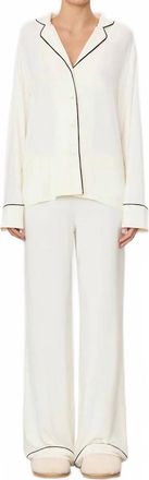 &Eacute;terne Womens Long Sleeve Top And Pull-On Pants Pajama Set In Ivory