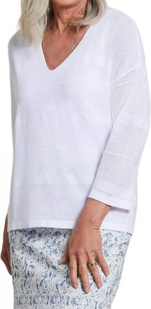 Tribal Blended Yarn Drp Shoulder Sweater In White