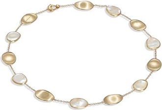 Marco Bicego Lunaria 18K Yellow Gold White Mother-of-Pearl Short Necklace in White Mother Of Pearl at Nordstrom, Size 17 In