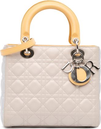 Dior Pre-owned Womens Lady Quilted Leather Bag - Ivory - One Size