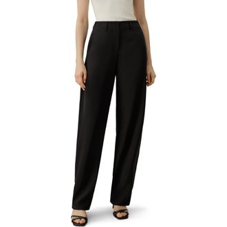 LilySilk Womens Curved Seam Silk Crepe Pants in Black at Nordstrom, Size 12