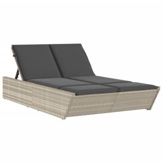 vidaXL Vidaxl - Lettino Prendisole Doppio con Cuscini Grigio Chiaro Polyrattan