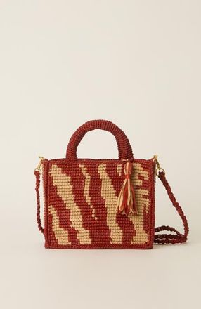 BTB Los Angeles Sahara Box Woven Tote in Natural/rust at Nordstrom