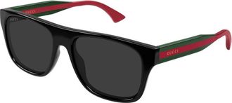 Gucci Square Frame Zonnebrillen - Heren - Zonnebrillen - Zwart - 56 MM - Nylon - Accessoires