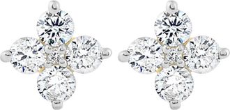 Pompeii3 1/2 Ct T. W. Round Diamond Star Studs Womens Yellow Gold Earrings Lab Grown