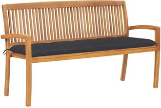 vidaXL Vidaxl - Banco De Jard&iacute;n Apilable Con Coj&iacute;n Madera Maciza De Teca 159 Cm