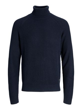 Jack & Jones Plus Size Rollkragenpullover JJPANNEL KNIT ROLL NECK AW25 PLS, Herren, Gr. 5XL, blau (sky captain), Strick, Obermaterial: 58% Polyacryl, 42% Baumwolle, JACK & J