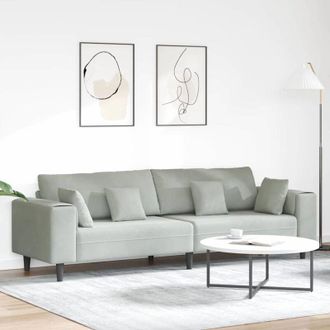 vidaXL Vidaxl - Sof&aacute; De Terciopelo Con Coj&iacute;n Gris Claro 208 Cm Terciopelo
