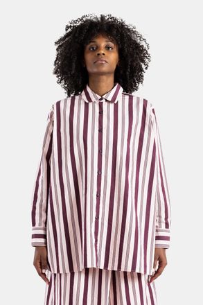 CASEY CASEY Womens Pi Striped Shirt Bordeaux And Pink