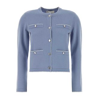 Tory Burch Dames, Truien, Blauw, Maat: S Wol