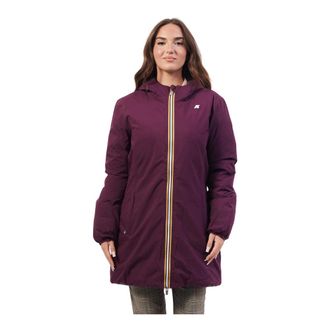 K-Way Jassen, Dames, Paars, XS, Polyester, Paarse Omkeerbare Driekwart Jas