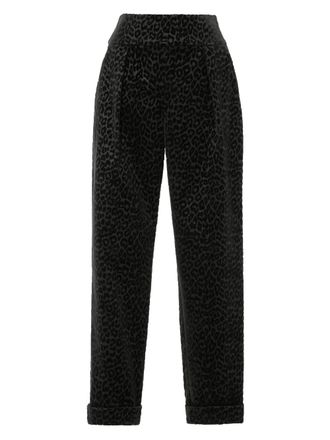 Temperley London leopard-print velvet trousers - women - Viscose/Cotton - 18 - Black