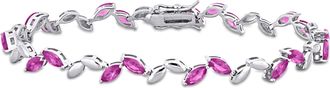 Mimi & Max 9 1/2ct TGW Created Pink Sapphire Leaf Bracelet in Sterling Silver-7.75 in