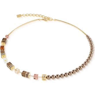 Coeur de Lion Geocube Precious Fusion Pearls Necklace in Mocha Mousse at Nordstrom