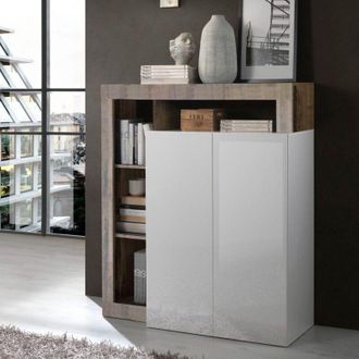 Vente-Unique Vente-unique - Credenza 2 ante linea Frame in Bianco Lucido e Pero