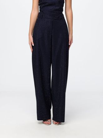 Pinko High-Waisted Wide Leg Cr&ecirc;pe Trousers with Rhinestone Applications