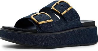 FitFlop Gen FF Max Buckle Two Bar Denim Slides Womens Wedge Shoes Dark Denim : 11 M (B), Synthetic