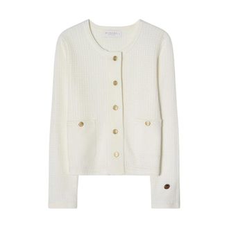 Busnel Estelle Cardigan van getextureerd katoen - Dames - Truien - Beige - Maat: L Katoen