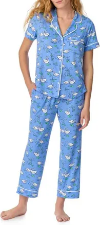 Kate Spade New York Piped Jersey Pajamas in Blue/white at Nordstrom, Size X-Small