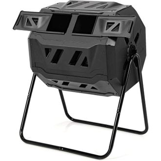 Costway Costway Compostador 160l Cesto De Reciclaje De Residuos Org&aacute;nicos Giratorio Con Doble C&aacute;mara