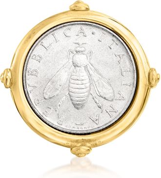 Ross-Simons Italian 18kt Gold Over Sterling Genuine 2-Lira Bumblebee Coin Ring