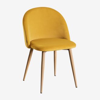 Sklum Sklum - Pack De 2 Sillas De Comedor En Terciopelo Kana Mostaza