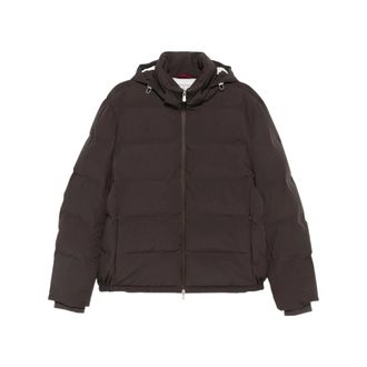 Brunello Cucinelli Chaqueta de Plum&oacute;n de Nailon El&aacute;stico Bondado - Jackets - Hombre - Marr&oacute;n - 2XL