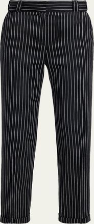Tom Ford Pinstripe Straight-Leg Ankle Trousers