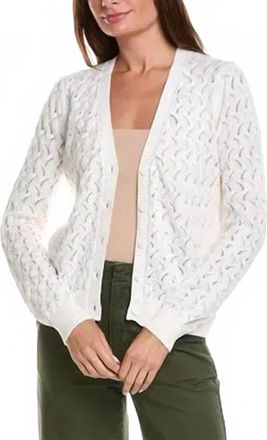 Minnie Rose Pointelle Cotton Cashmere Cardigan In White