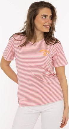 Zwillingsherz T-Shirt ZWILLINGSHERZ Heimatgef&uuml;hl, Damen, Gr. XXL, hellrosa, Web, Obermaterial: 95% Viskose, 5% Elasthan, bestickt, gestreift, bequem h&uuml;ftbedeckend, 